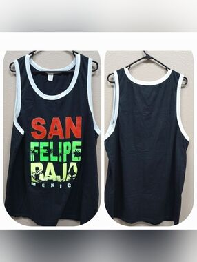 Men's Black San Felipe Baja Mexico Tank Top NWT Size:3x  Source Unknown